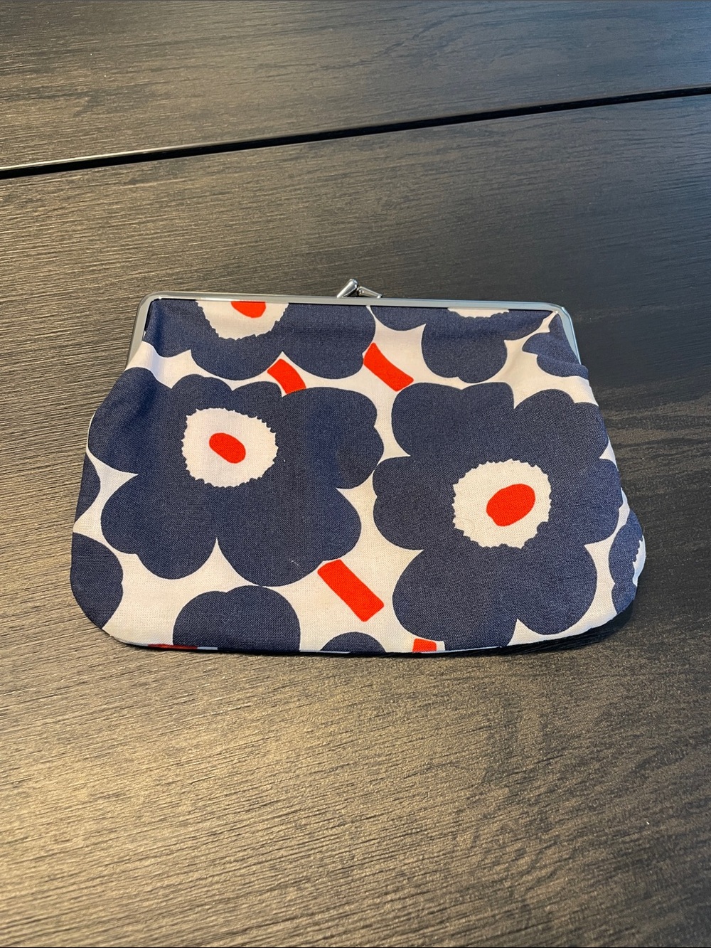 Marimekko Navy, White & Red Floral Frame Clutch - Picture 7 of 9